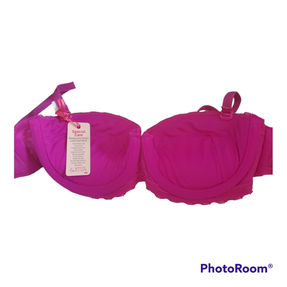 LA SENZA Magenta Purple Sequin Demi Push Up Bra - Size XS, 32A - Picture 4 of 4